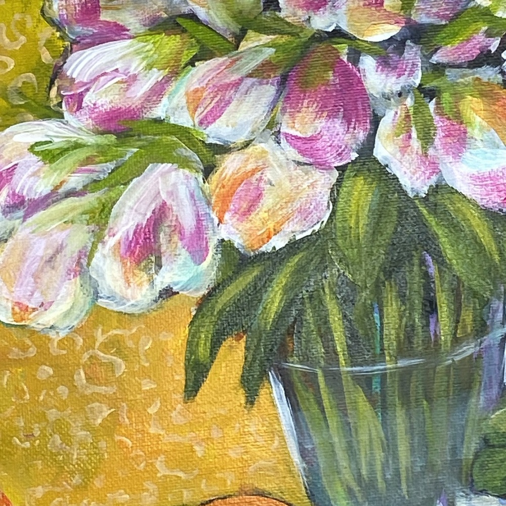 Hand Crafted Tulip Still Life with Bold Hues Vibrant Bloom: Tulip Still Life - Picture 5 of 7